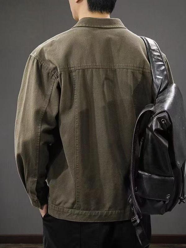 Men's 2025 Retro Workwear Casual Lapel Jacket - Japanese Style Autumn Shirt
