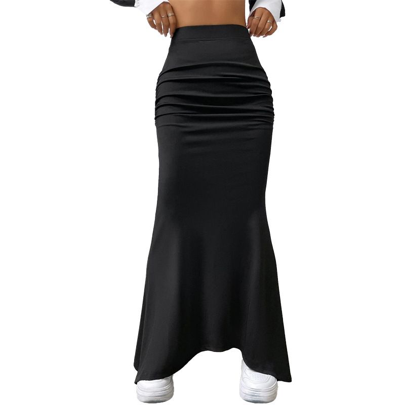 

Solid Color High Waisted Hip Hugging Skirt Solid High Waist Sheath Skirt Black XXL