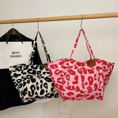 Nylon Tote Bag  Panther Pattern  Large Capacity  Casual  Shoulder Bag  Soft  Versatile  Western Style  Women's Bag