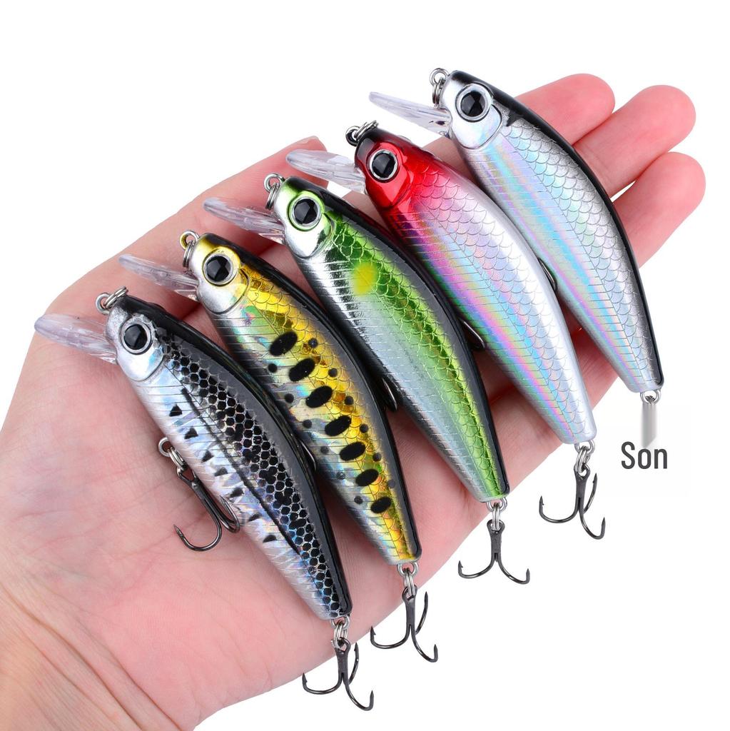 Pięciokolorowa Długo Rzucana Tonąca Przynęta Minnow 7.5CM/11g z Grzechotką do Łowienia Okonia i Jazi