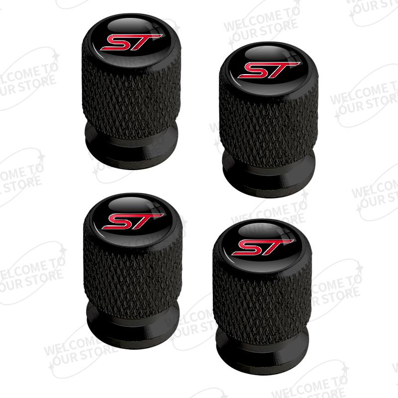 Aluminum For ST Logo Ford Focus Fiesta Mondeo Ecosport Puma Bronco C-MAX Hybrid 4pcs Car Decor Wheel Tire Valve Caps Stem Cover