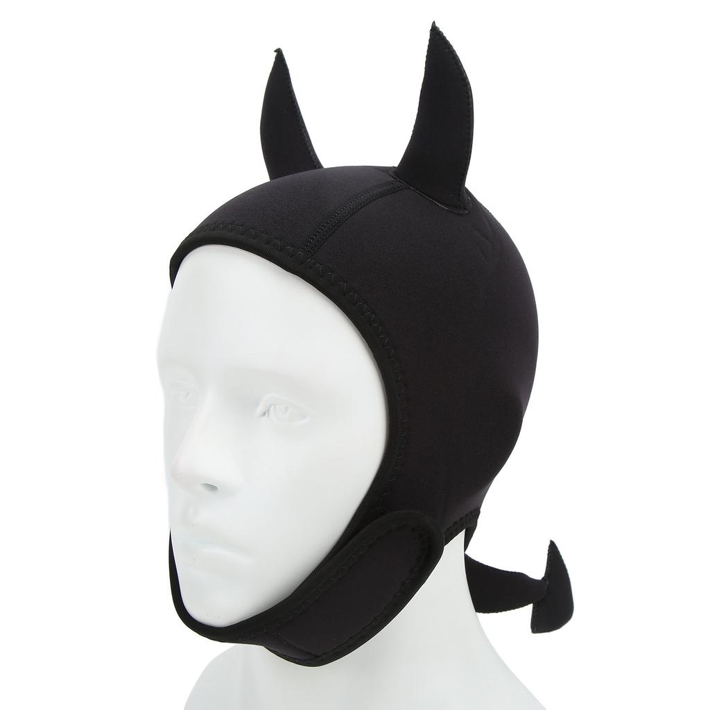 Cute Cartoon Animal Swimming Cap Diving Headgear with Chin Strap for Surfing Diving Black