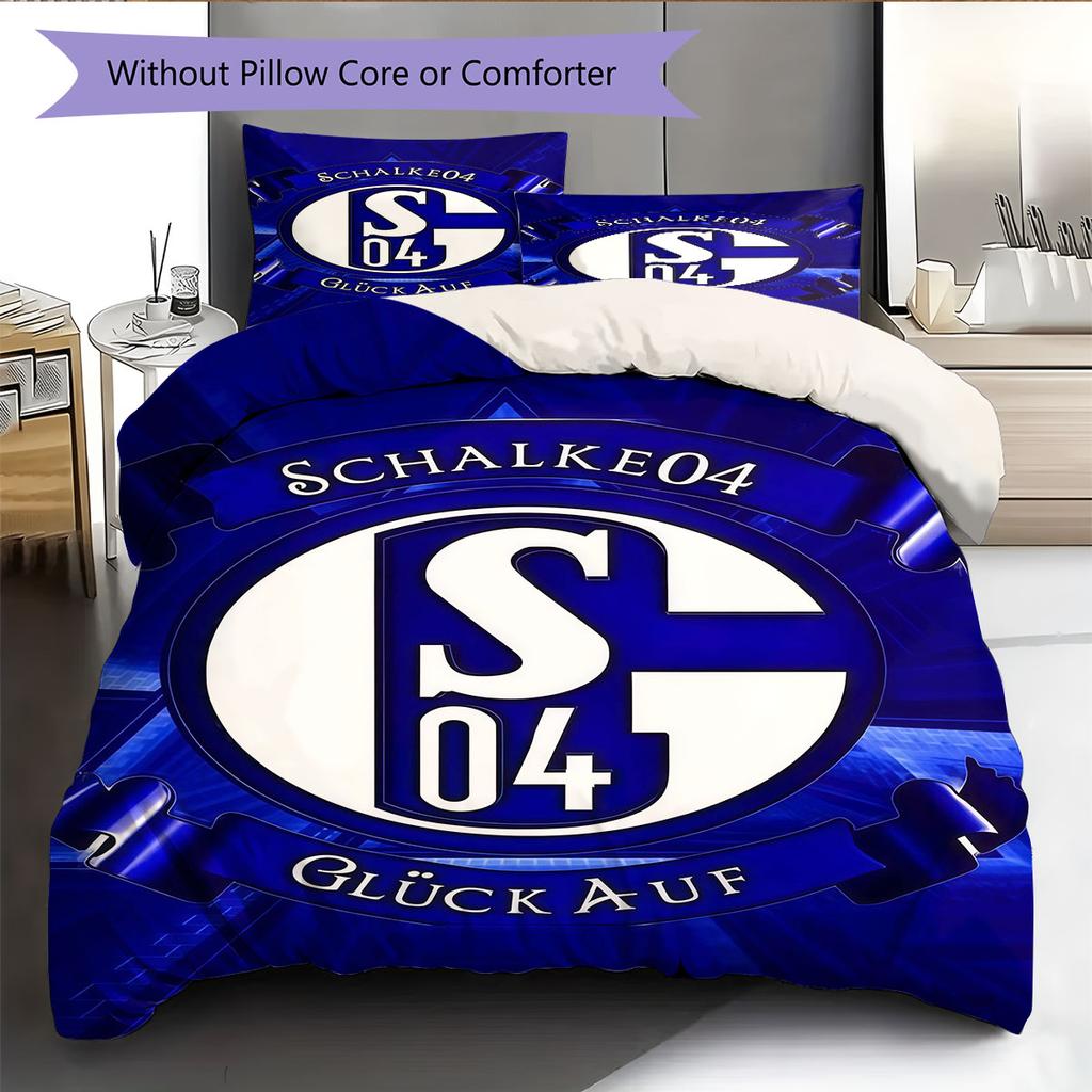 Set Copripiumino Trapuntato con Logo Schalke Federa Decorazione per la Casa Regalo di Compleanno (1 * copripiumino + 2 * federa, senza nucleo)