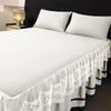 Brushed Double-Layer Solid Color Elastic Lace Ruffle Bed Skirt Full-Size Mattress Cover
