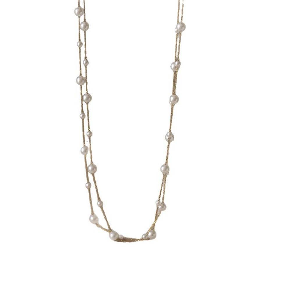Titanium Steel Beaded Choker Necklace Exquisite Collarbone Chain Elegant Neck Pendant  Girls