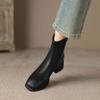 Krazing Pot Microfiber Autumn Winter Shoes Thick Med Heels Size 43 Chelsea Boots Zipper Ankle Boots