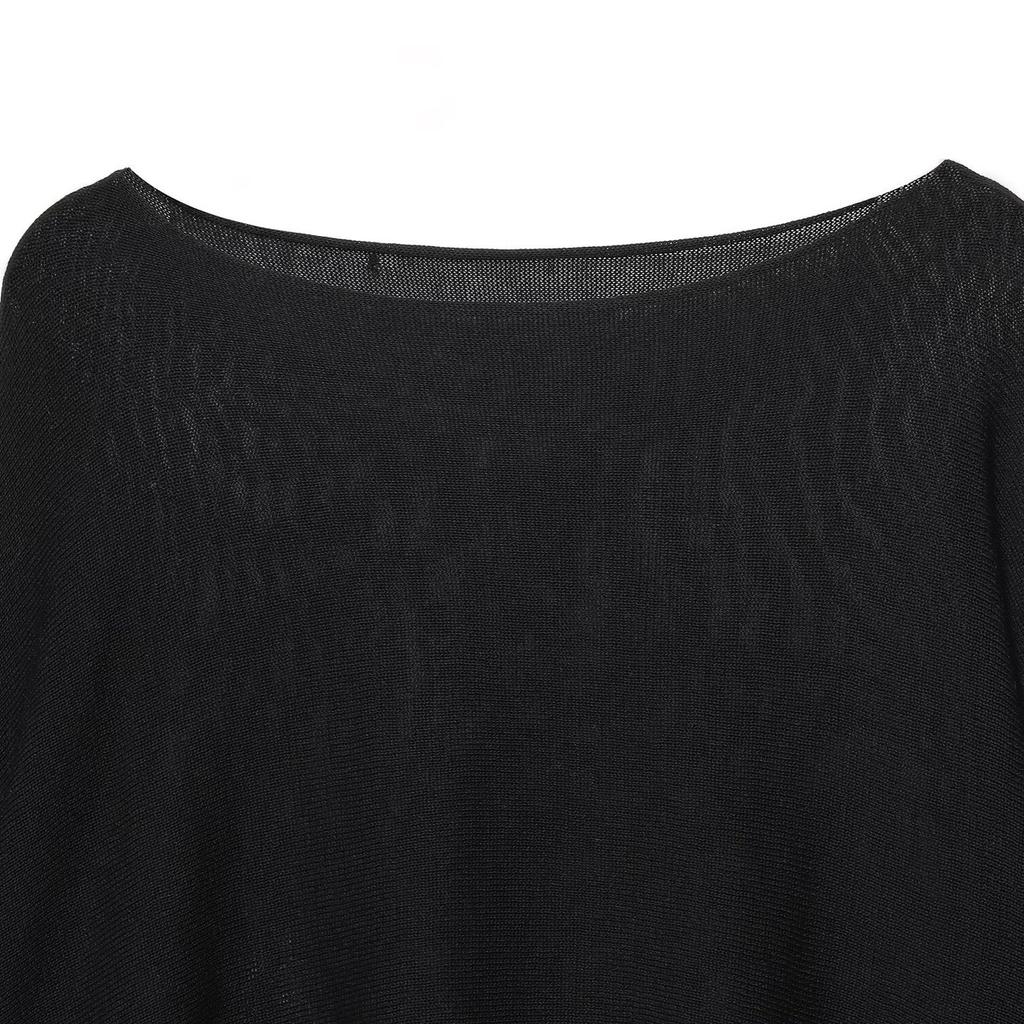 European and American style, new women's clothing, fashionable, versatile, cross-border comfortable black flat needle knitted sweater