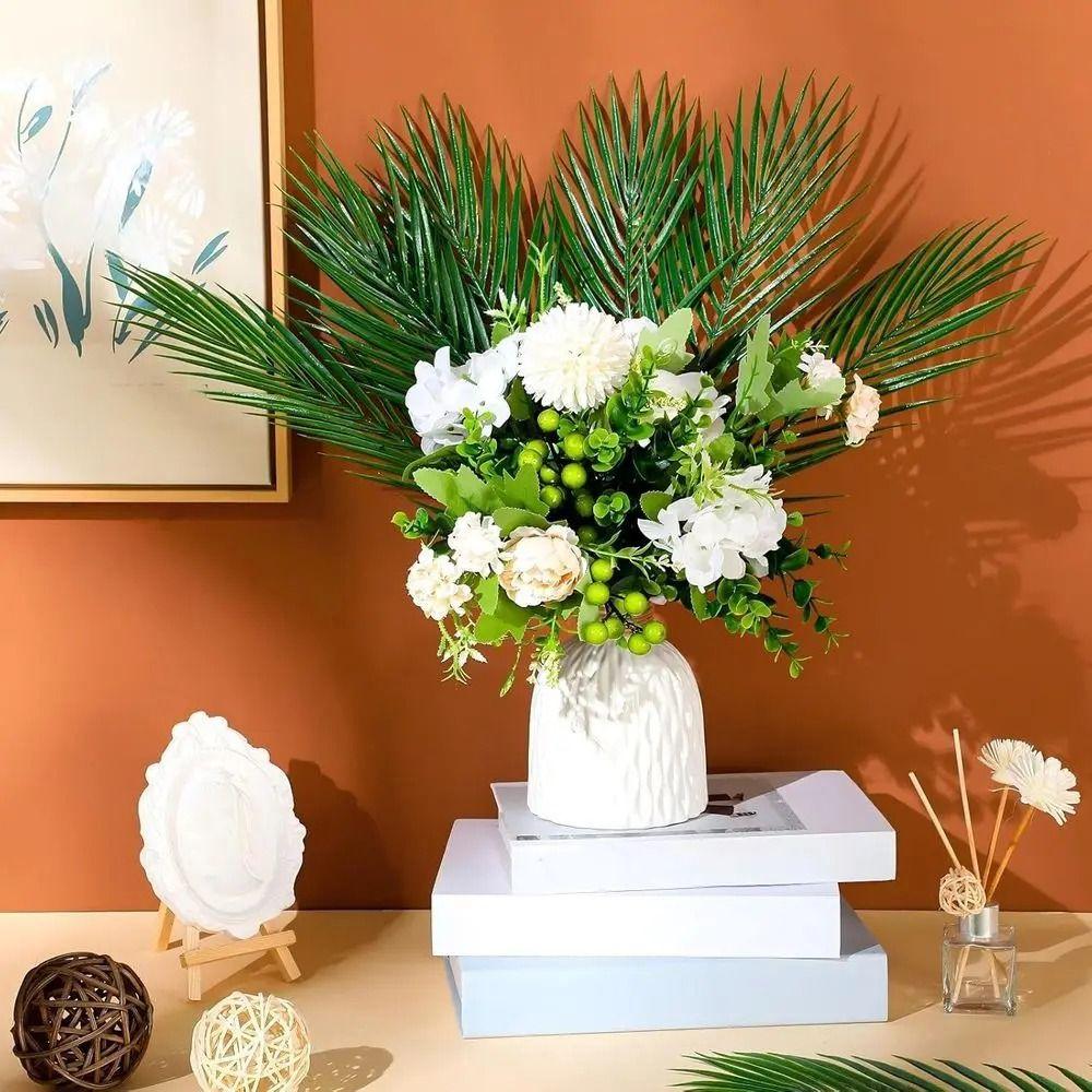 10Pcs Large Greenery Plastic Tropical Leaves with Stems Artificial Plants  Garden Decor