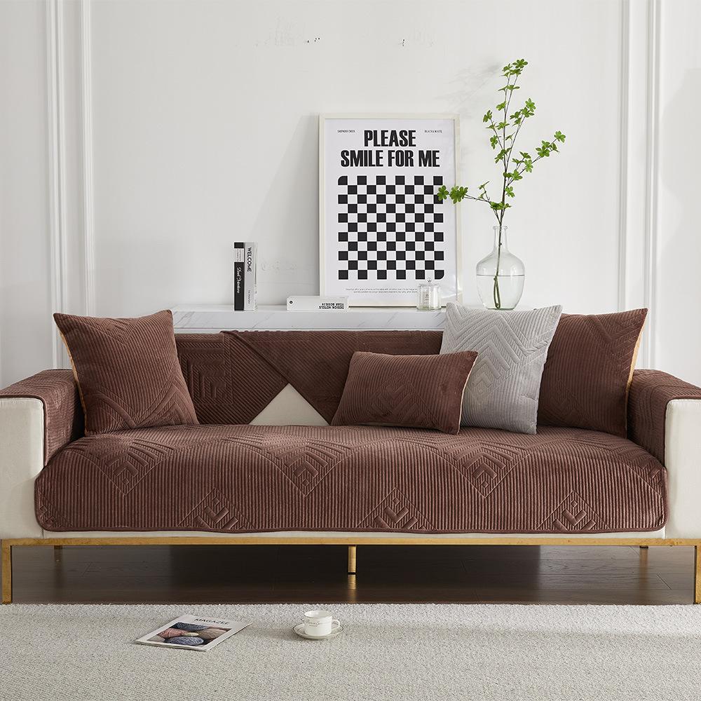 

Плотный бархатный стеганый чехол для дивана Nordic Universal, полотенце для дивана, мягкий плюшевый противоскользящий чехол для секционного дивана, чехол для гостиной 70x70cm 1pc