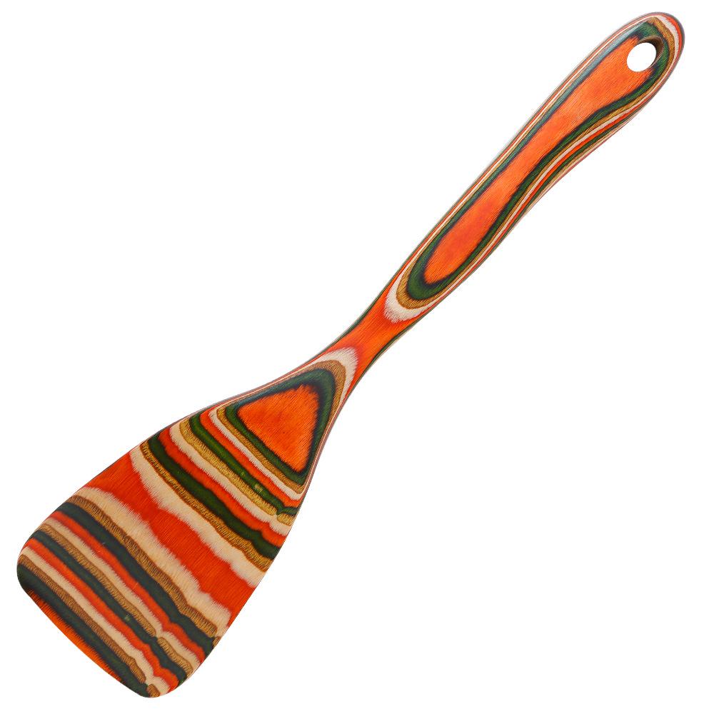 Colored Wooden Kitchen Set: Non-stick Ladle, Strainer, and Spatula.