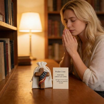 Blessing Decorations Pocket-Sized Praying Crafts With Flag Design Wood Christian Home Decor For Comfort Faith Encouragement Men