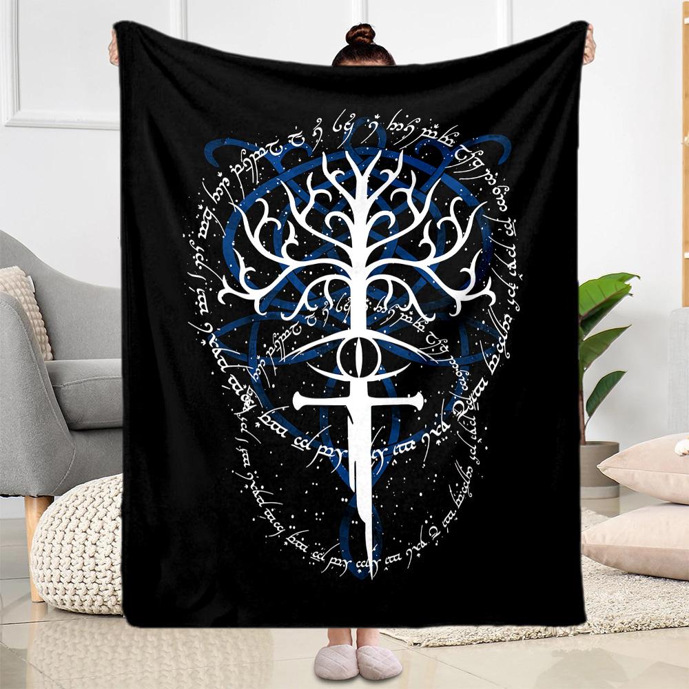 Lord Of The Rings Symbol Flannel Blanket-Soft and Suitable for Sofas,Beds,Offices,Travel,All Seasons,Great Gift for Holidays and Birthdays.