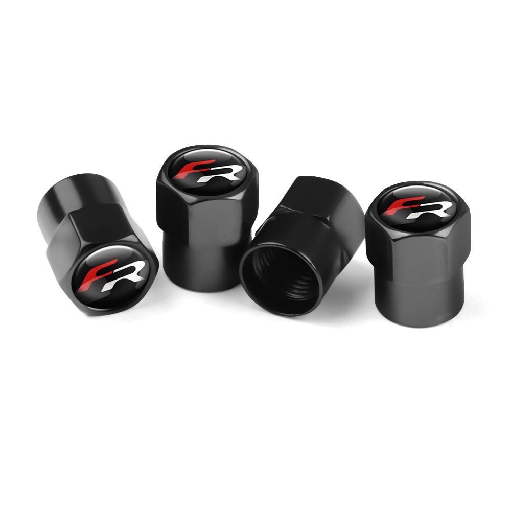 Car Wheel Tire Valve Caps Tyre Stem Cover Bolt-In Accessories For SEAT Cupra FR Ibiza Leon Arona Ateca Toledo E-Racer Formentor