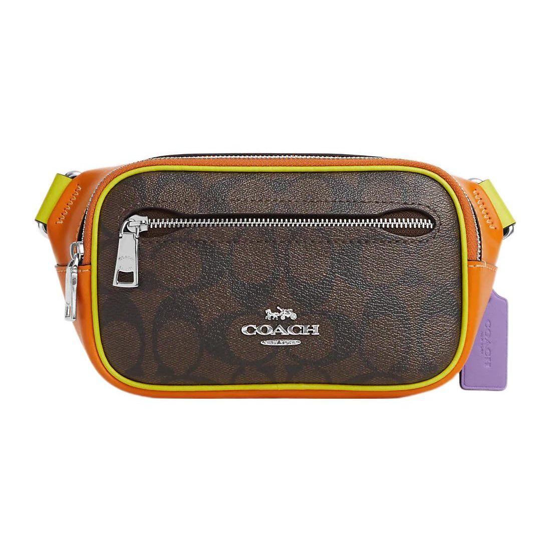 Coach Belt Bag 22 Silver Logo Classic Monogram Zipper Closure Faux Leather Chest Bag Crossbody Waist Bag Small Women bags CL478-SVW1Q Basic Set BagDust Bag 23650₽