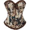 Floral Print Corset Top With Ruffle Trim And Lace Up Waist Cincher