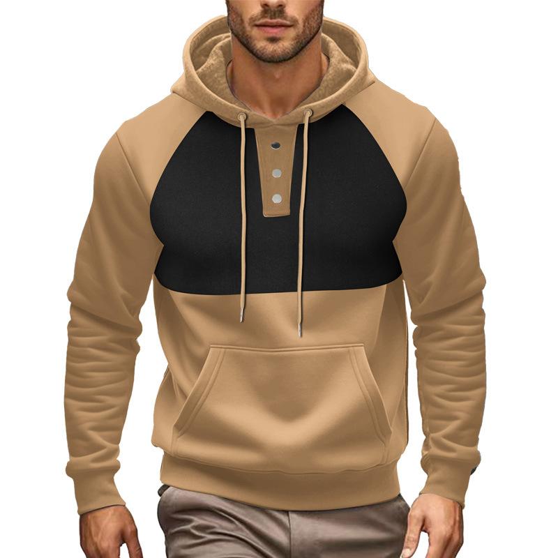 25 Men's Wholesale Spot European and American Spring and Autumn Light Ripe Casual Loose Hooded Button Jacket Men's Sweater