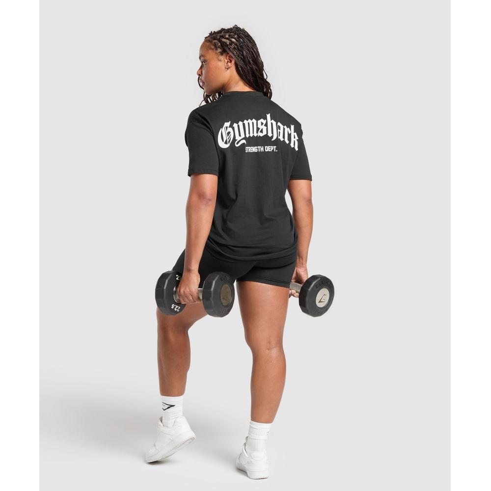 Gymshark STrengTh DeparTmenT Graphic T shirT Black B3c3s Bb2j