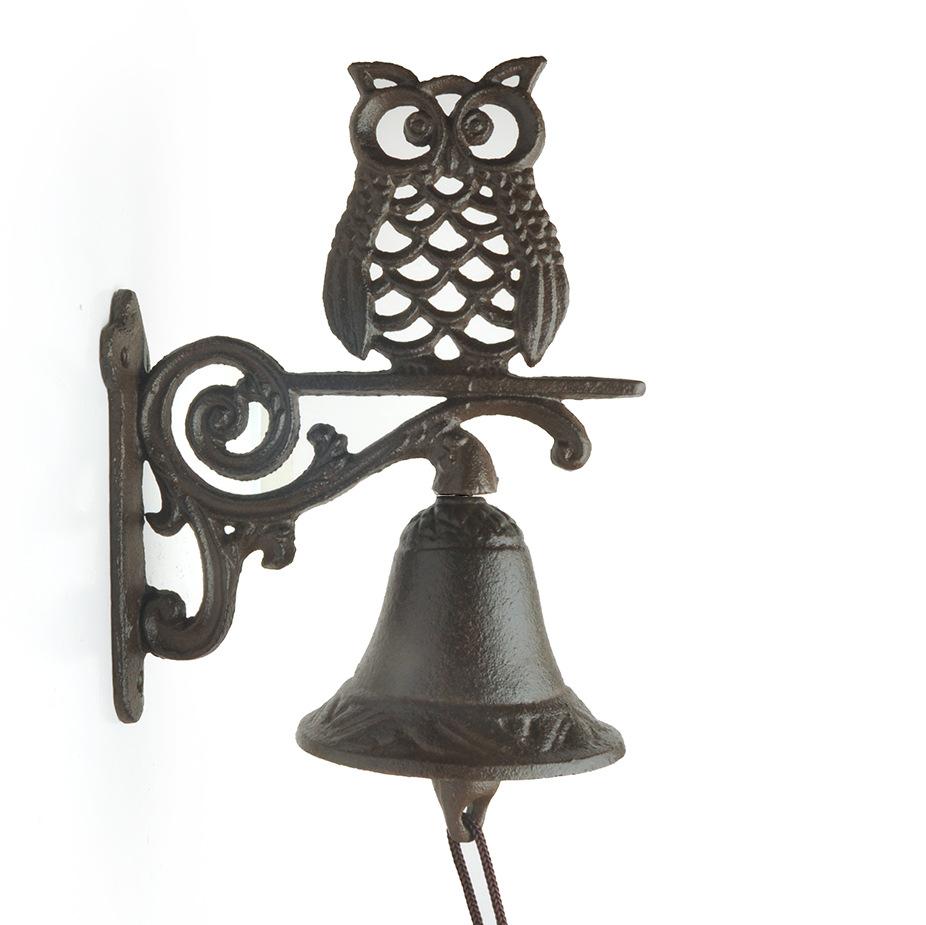 American Owl Cast Iron Bell - Perfect for Garden, Courtyard, Wall Decor, and Creative Home or Inn Accessories Home Decor