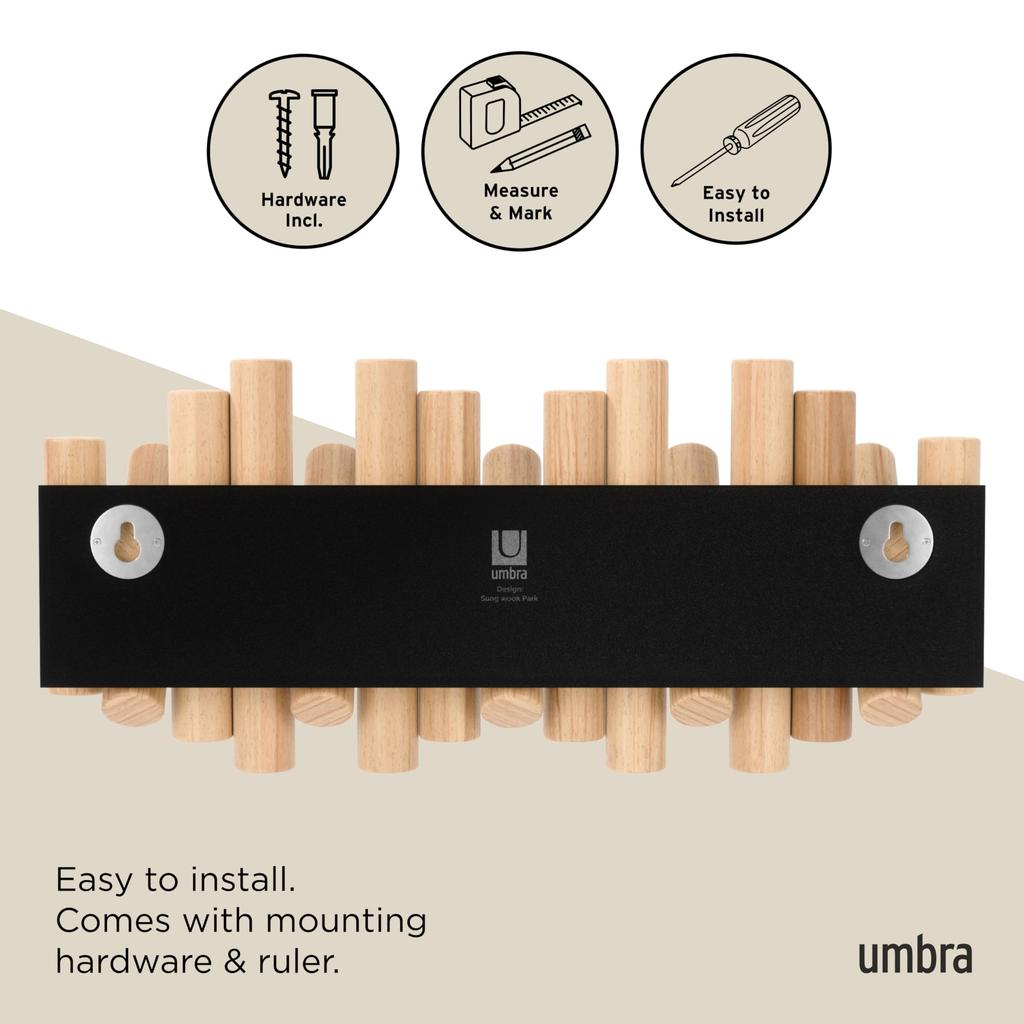 Umbra Wall Hooks, Wall Hanger, 5-Hook Set, Natural, PICKET 21011471390