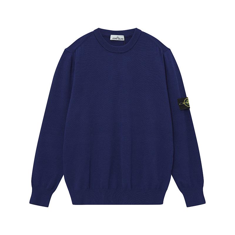 

STONESLAND Stone Island Осінньо-зимовий однотонний світшот з пов язкою на рукаві - Унісекс трикотаж з довгим рукавом XX-Large королівський синій колір