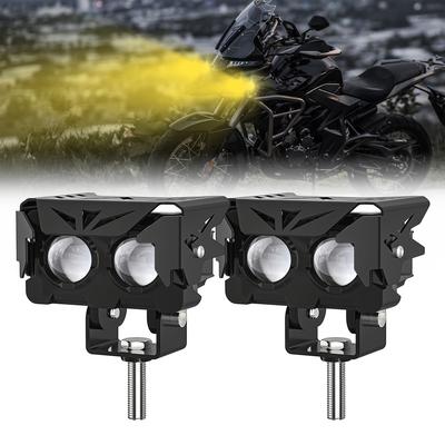 Motorcycle LED Driving Fog Lights 120W White and Amber LED Pods Projector Lights Spotlight