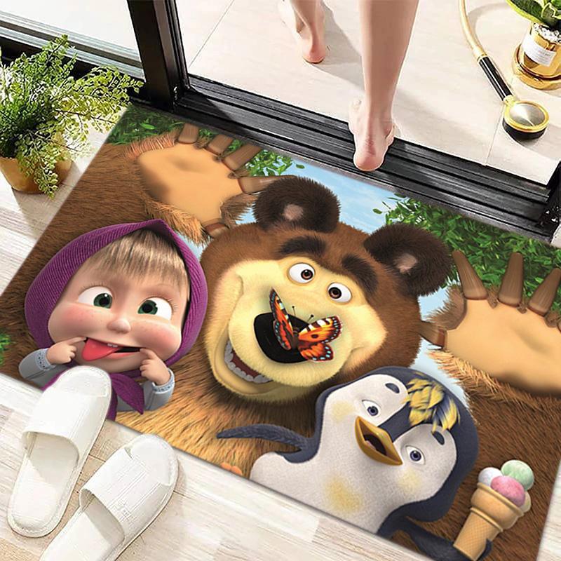 Russian animation Masha and the Bear Fairy Tale Cartoon Carpet Soft Home Living Room Bedroom Door Mat Outdoor Picnic Ground Mat rug T5