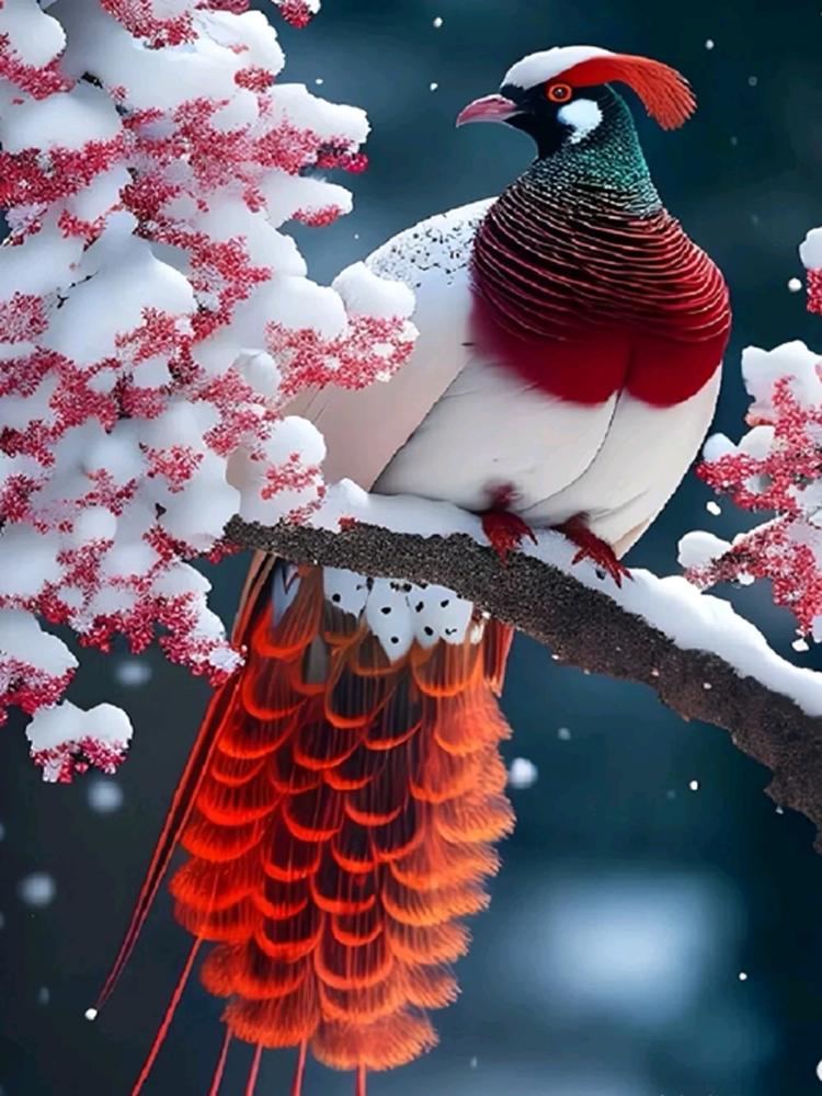 

Новый 5D DIY алмазная живопись красочные птицы павлин снежный пейзаж горный хрусталь мозаика вышивка крестиком Алмазный комплект ручной работы Full Round 40x50CM