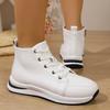 Fashion White High Top Platform Sneakers for Women 2025 Autumn Lightweight Casual Sports Shoes Woman Thick Sole PU Leather Ankle Boots