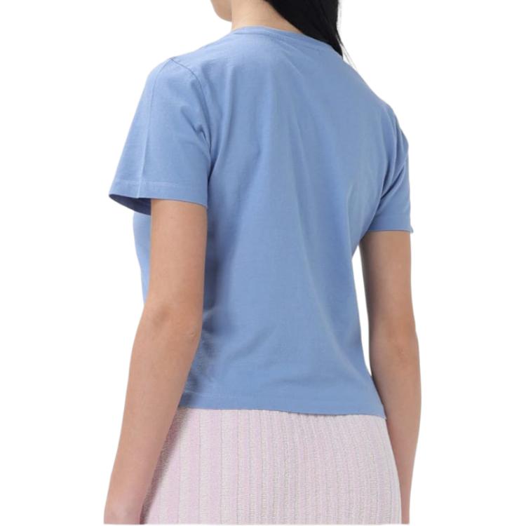 Maison Kitsune Baby Fox SS24 Solid Logo Crew Neck Short Sleeve T-Shirt Women Tops Blue MW00105KJ0008-P428