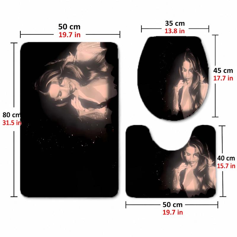 Lana Del Rey (15)Flannel Toilet 3 Piece Set Soft Bathroom Rug Non-Slip Toilet Seat Cover Bathroom Home Decor