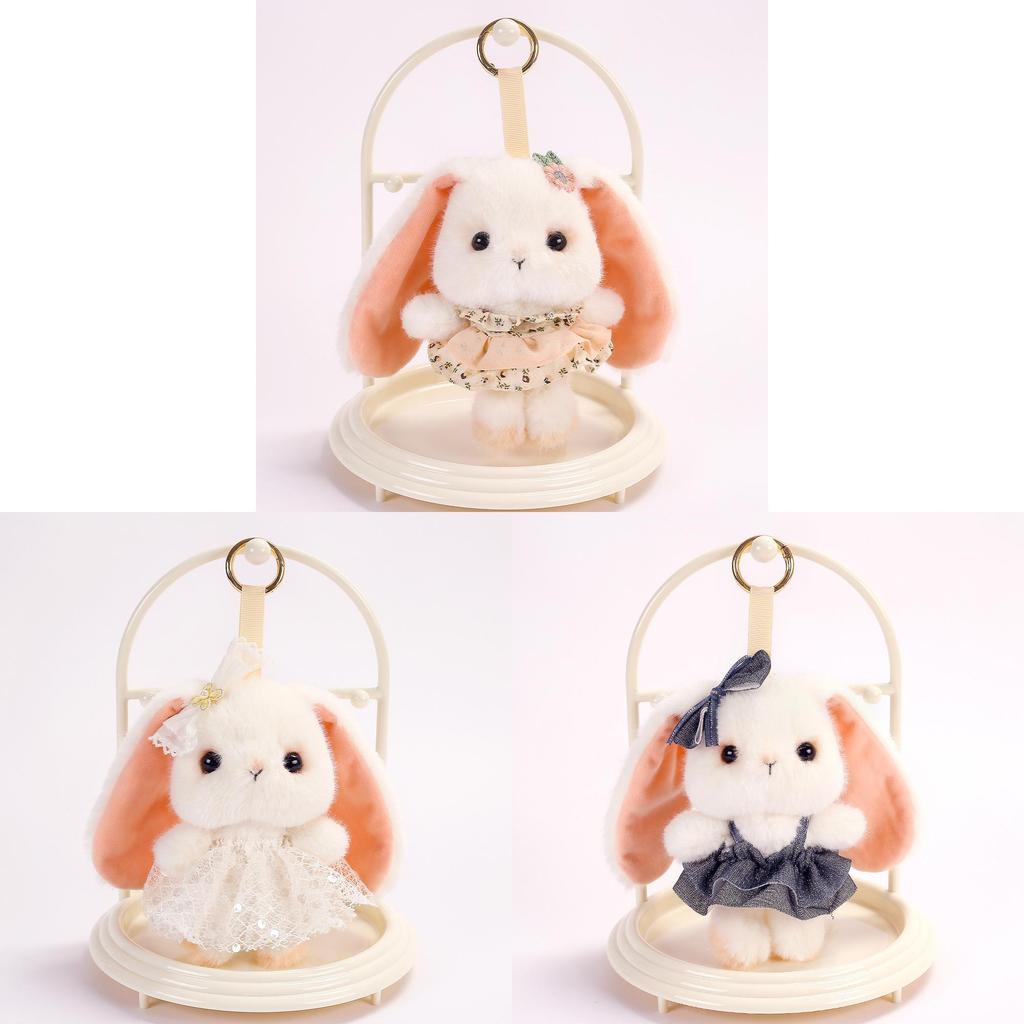 Plush Bunny Keychain With Bow Dress For Kids Gift And Bag Decor
