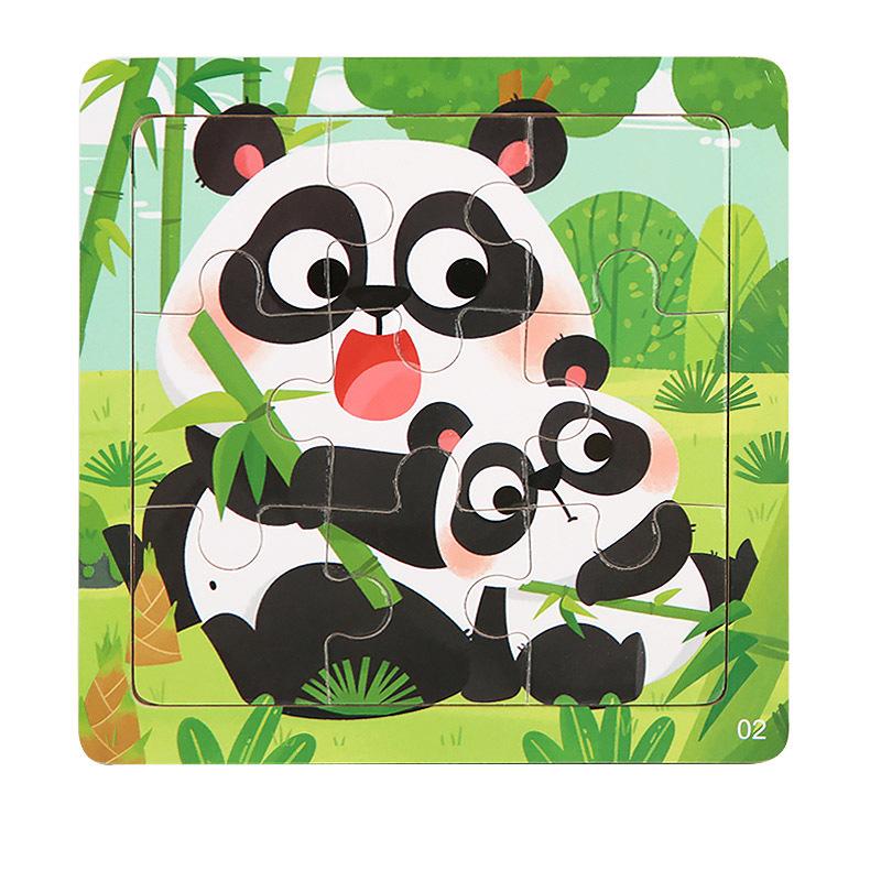 11x11cm New Wooden 3d Puzzle Cartoon Animal Dinosaur Early Learning Educational Montessori Wooden Puzzle Toys for Kids