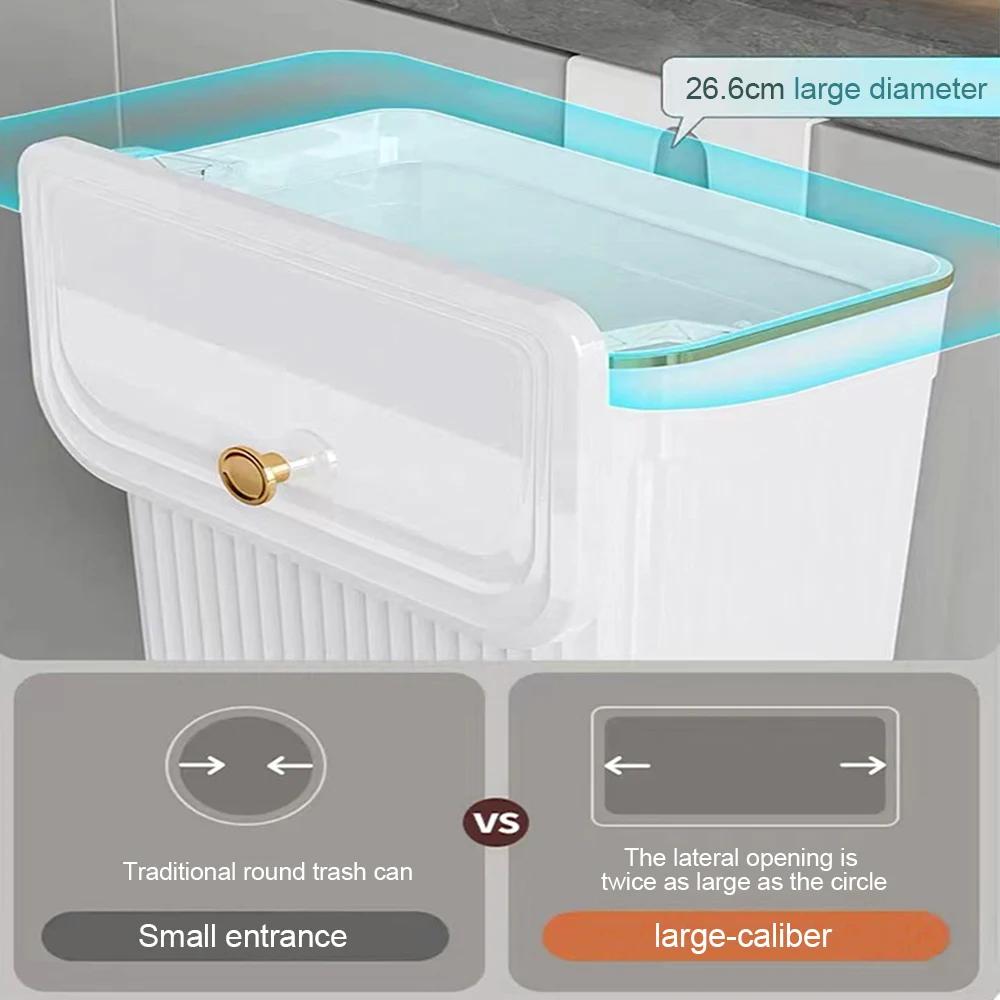 Kitchen Trash Can with Lid Wall Mounted Wastebasket Garbage Can for Cabinet Under Sink Compost Bin Recycle Bin 7/9L