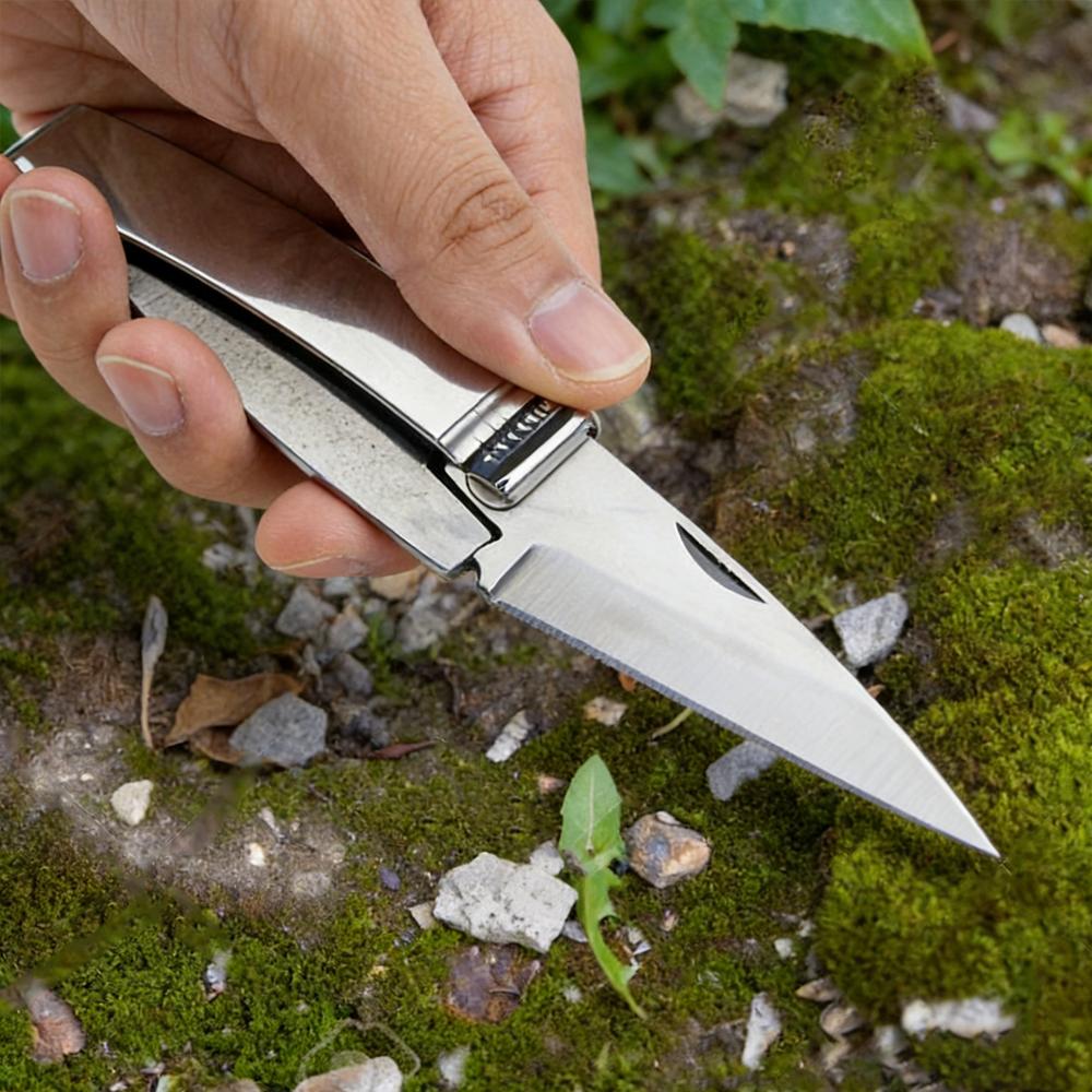 Stainless Steel Sharp Blade Folding Knife Outdoor Camping Pocket EDC Knife Multifunctional Hand Tools With Wallet Note Clip