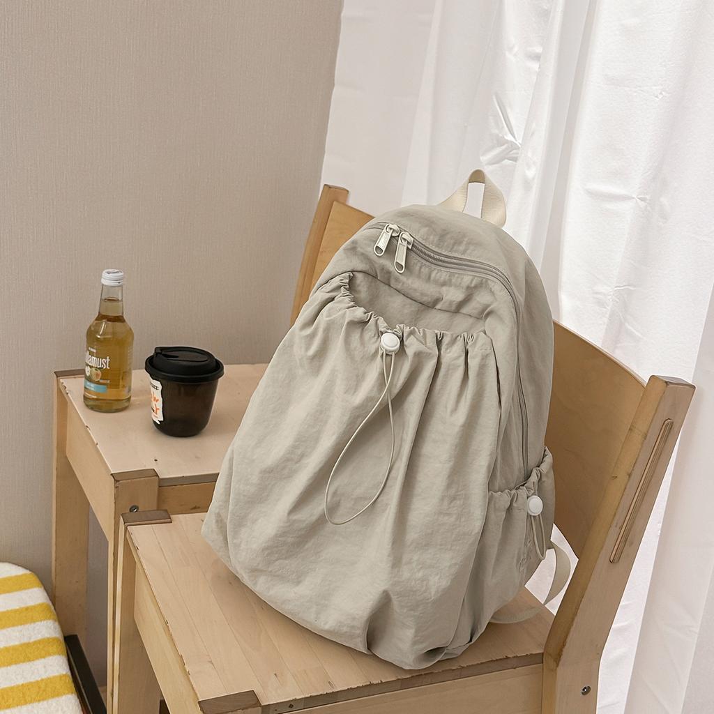 Schoolbag New Korean Version Ins Solid Color Drawstring Backpack for Junior High School Students Casual Simple Lightweight Large-capacity Travel