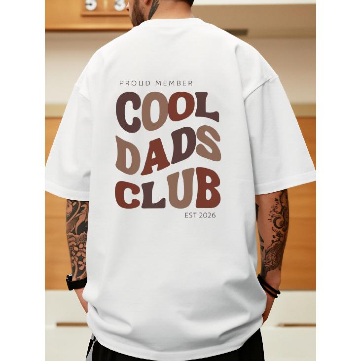 Casual Style Men'S T-Shirt Cool Dads Club Graphic Print Summer Wear Gift For Dad Back Print T-Shirt Cozy Bright Retro Vibrant Peaceful Youthful