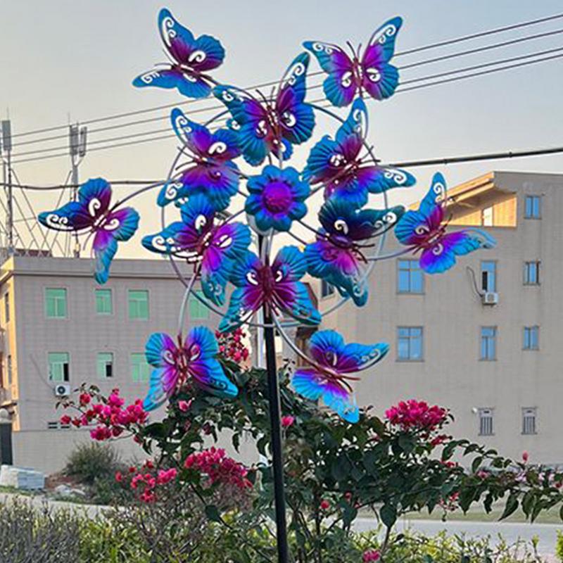 Girelli da Giardino per Esterno, Girandole Decorazione Scultura Design Farfalla Campanelli con Palo per Decorazioni del Portico