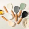 Rice Spoon Silicone Rice Spoon Standable Non - Stick Rice Spoon, Food - Grade Silicone/Wood, Home Rice Cooker Serving Spoon