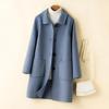 Women Single Breasted Pea Coat Mid Length Wool Blend Trench Coat Notch Lapel