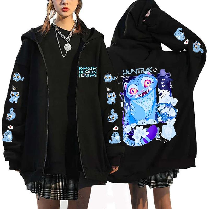 Móda Dámské Oblečení Nové KPop Lovci Démonů Mikiny Černá Zimní Dámské Mikiny Halloween Kreslený Potisk Oblečení