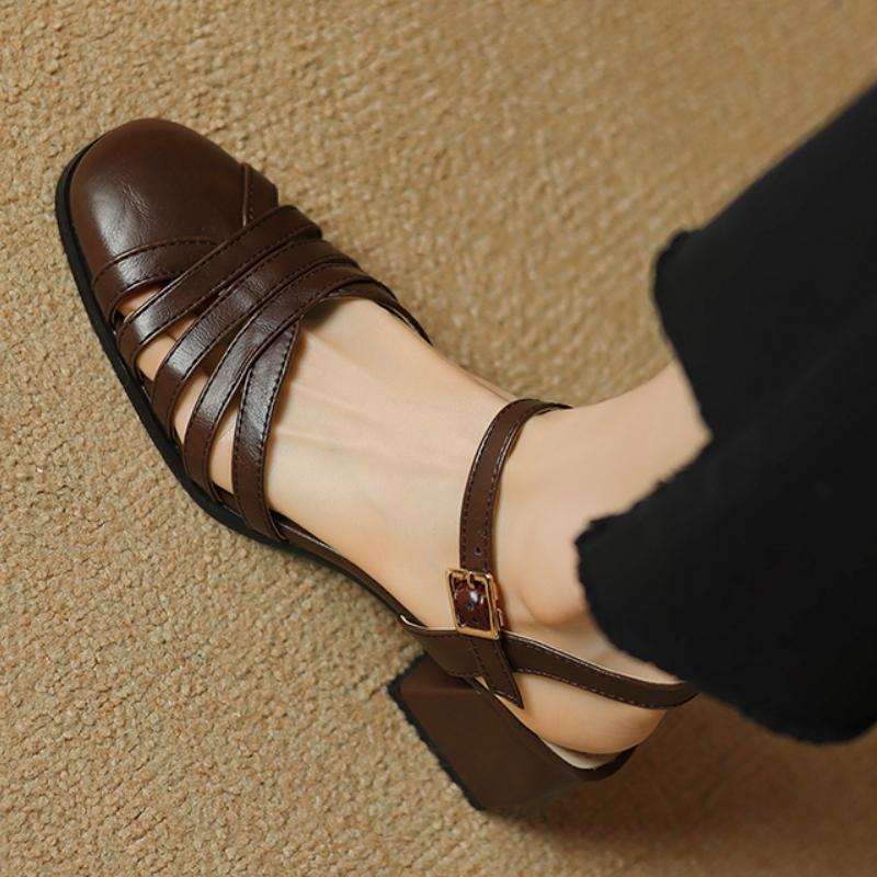 Neformální dámské sandály Elegantní letní obuv 2024 Nízký podpatek Uzavřená špička Černá Bílá Společenská obuv Obuv Dívky Pohodlné