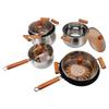 Edelstahl Kochgeschirr Set Holzgriff Multifunktionales Küchenkochset zum Dämpfen Kochen