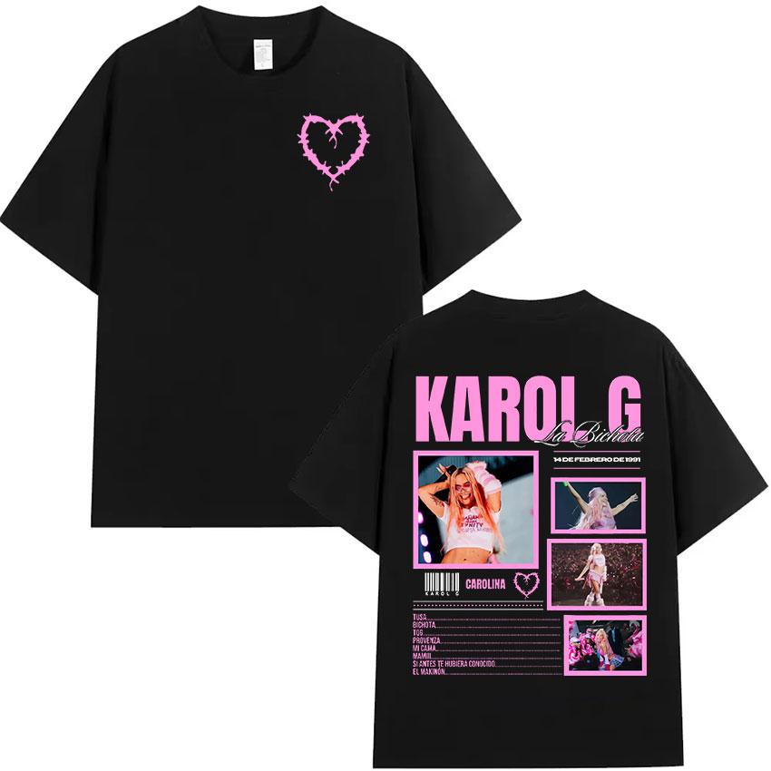 

Singer KAROL G Tour Graphic Tshirt UNISEX Women Retro Aesthetic Fashion Y2K Shirt Harajuku Oversized Cotton Top Streetwear Unisex S