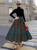 Women's High Waist A Line Midi Skirt for Summer Vacation Casual Office Wear Trendy Pleated Flowy Skirt Elastic Waist Solid