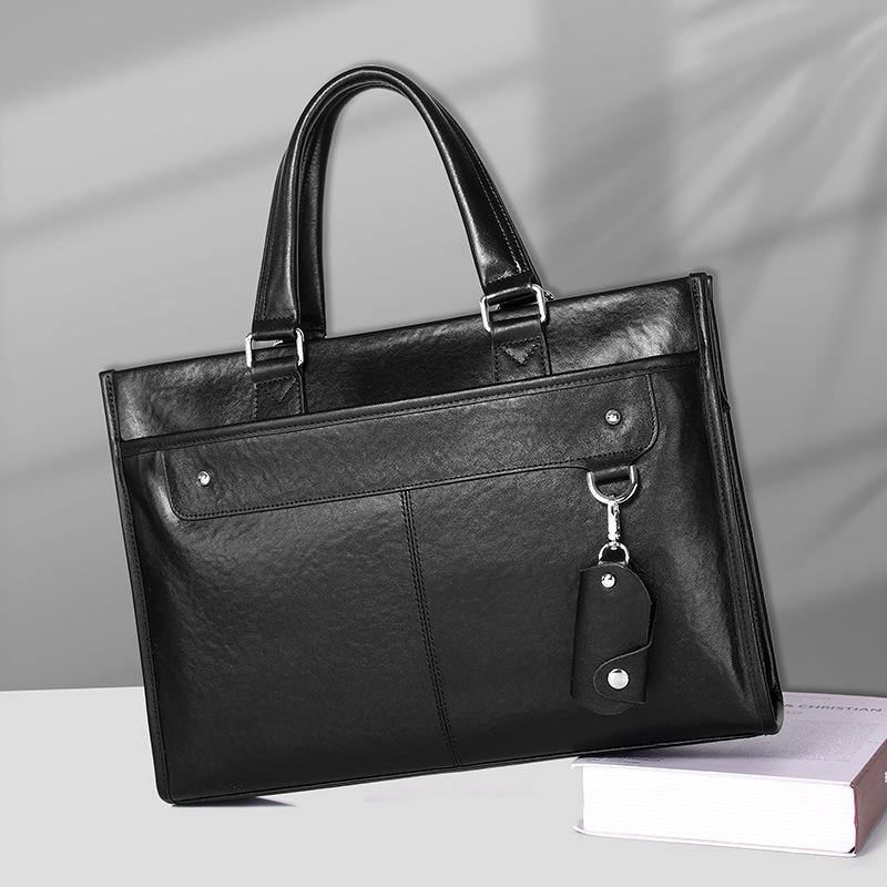 

Портфель из натуральной кожи Мужская сумка Высококлассная сумка для компьютера Водонепроницаемая сумка чёрный