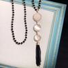 Retro Long Crystal Sweater Chain Women's Versatile Temperament Flower Pendant Necklace Fashion Ethnic Style Hanging Accessories
