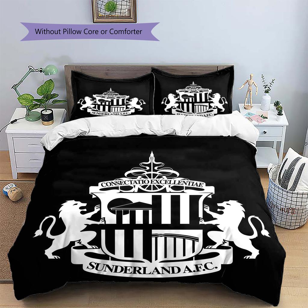 Sunderland AFC Pattern Bedding Home Decoration Birthday Gift (1 * duvet cover + 2 * pillowcase, without core)