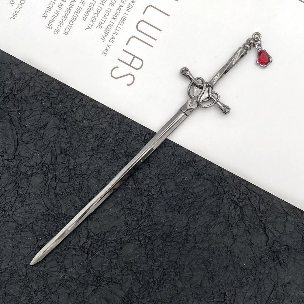 Ruby Pendant Vintage Hair Stick Headband, Vintage Style Headwear, Hanfu Paired with Exquisite Hairpin Accessories.