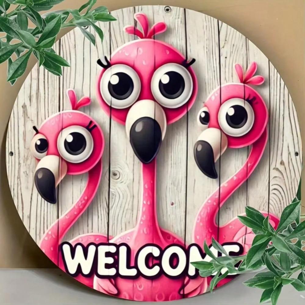 Wall Art Metal Flamingo Sign Home Outdoor Decor Modern Aluminum 2D