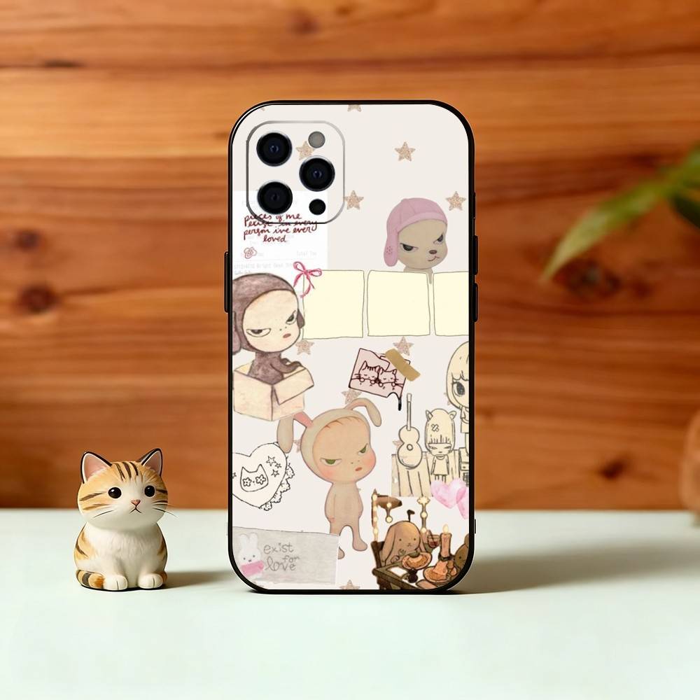 Art of Japan Y-Yoshitomo Nara Phone Case For iPhone 17, 16,15,14,13,12,11 Plus,Pro Max, Others Soft Black Cover